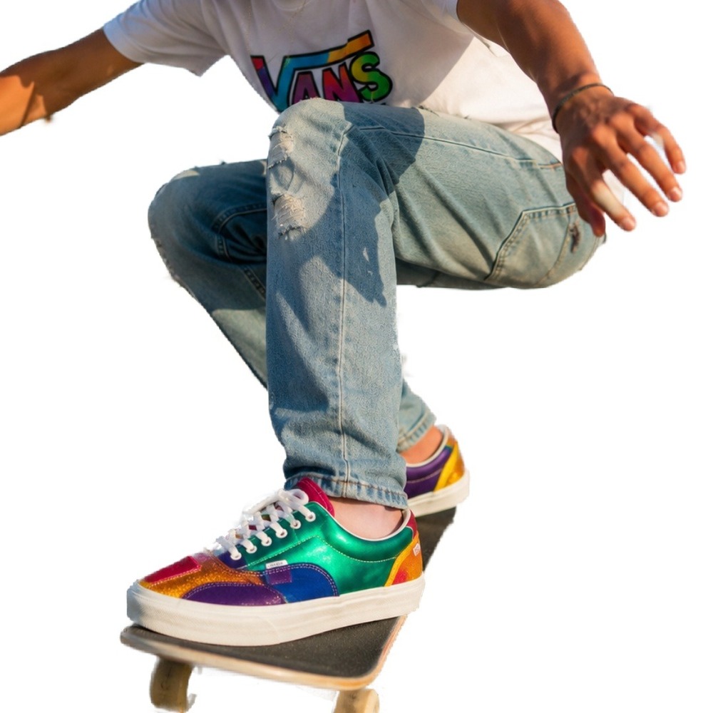Vans Era Pride Patchwork Multi Color Rainbow Glitter Shoes NWOB